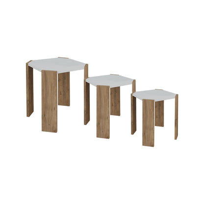 Coffee table Baldo pakoworld 3 pcs set oak-white melamine