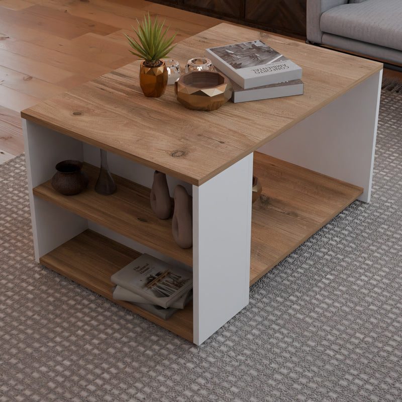 Coffee table Noil pakoworld oak-white melamine 90x60x48cm