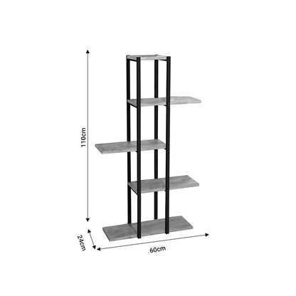 Floor shelf Ploko oak melamine-black metal 60x24.7x111cm