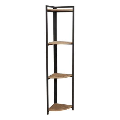 Floor corner shelf Byrk pakoworld oak melamine-black metal 30x30x160cm