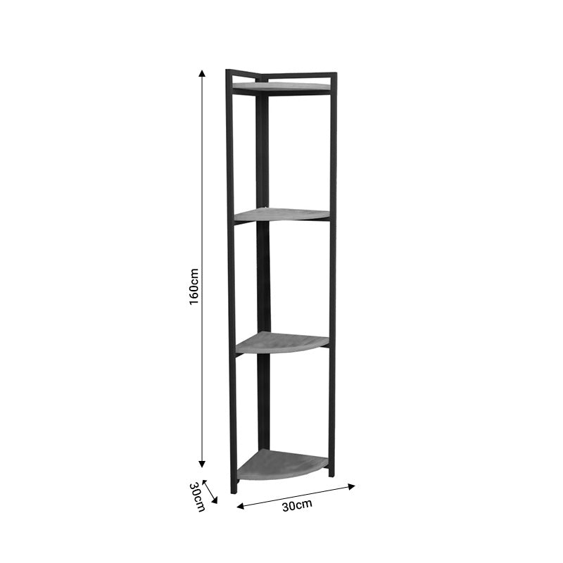 Floor corner shelf Byrk pakoworld anthracite melamine-black metal 30x30x160cm