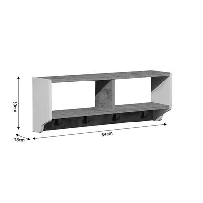 Wall shelf Gyrzi pakoworld oak-white melamine 84x18x30cm