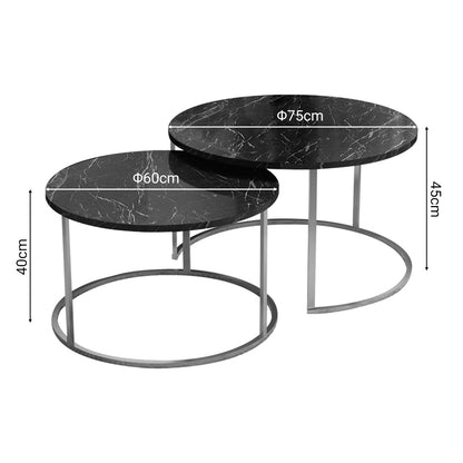 Coffee tables Solme pakoworld set 2pcs black marble melamine-gold metal