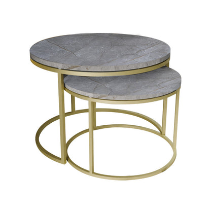 Coffee tables Solme pakoworld set 2pcs grey marble melamine-gold metal