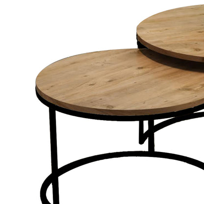 Coffee tables Solme set 2pcs natural melamine-black metal