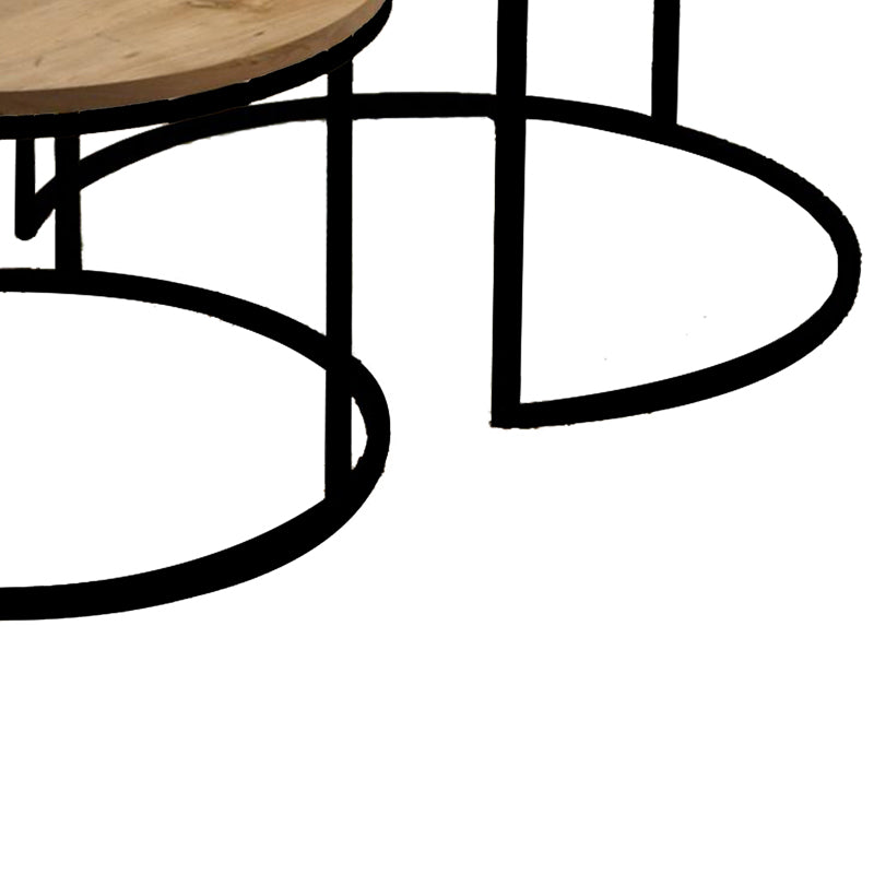 Coffee tables Solme set 2pcs natural melamine-black metal