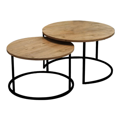 Coffee tables Solme pakoworld set 2pcs natural melamine-black metal