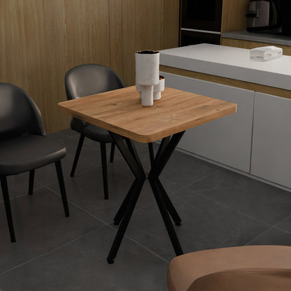 Table Prestone pakoworld oak melamine-black metal 70x70x75cm