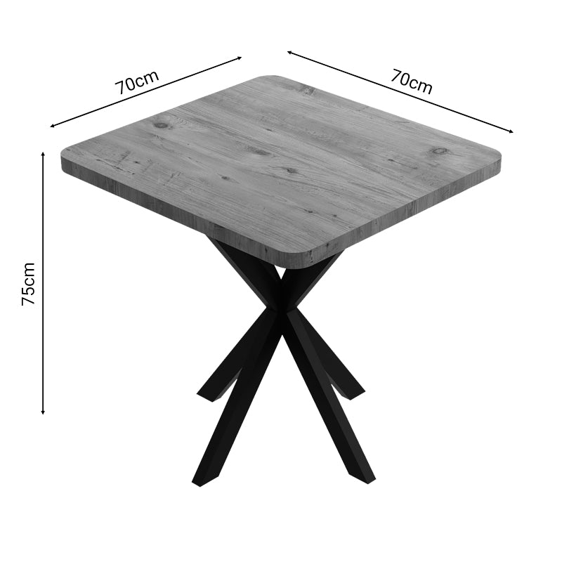 Table Prestone pakoworld oak melamine-black metal 70x70x75cm