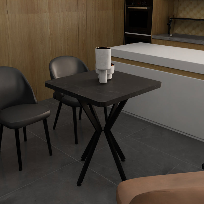 Table Prestone black marble melamine-black metal 70x70x75cm