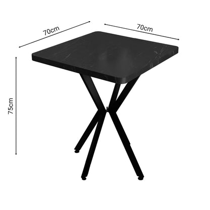 Table Prestone black marble melamine-black metal 70x70x75cm