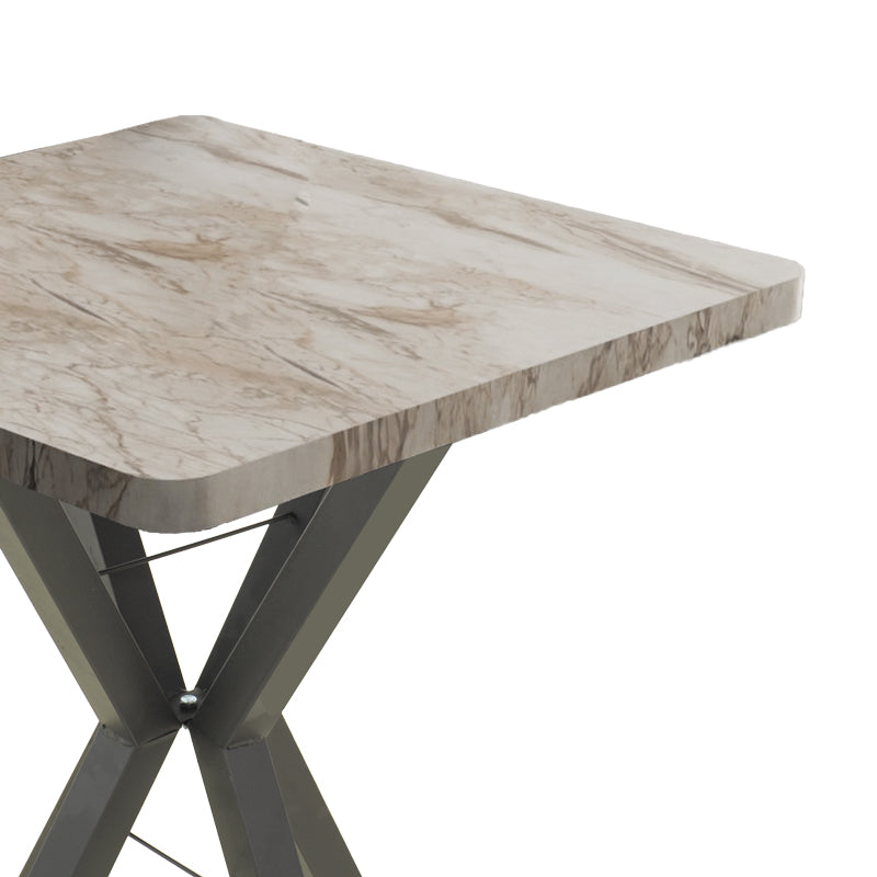 Table Prestone white marble melamine-black metal 70x70x75cm