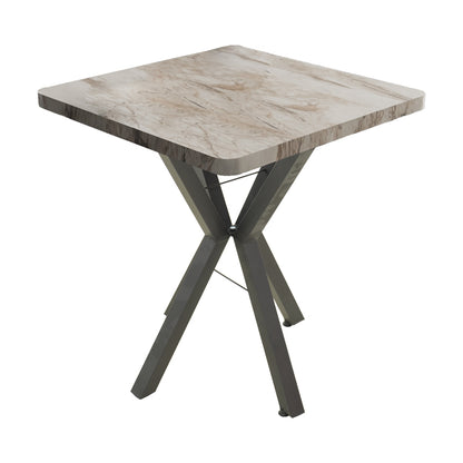 Table Prestone white marble melamine-black metal 70x70x75cm