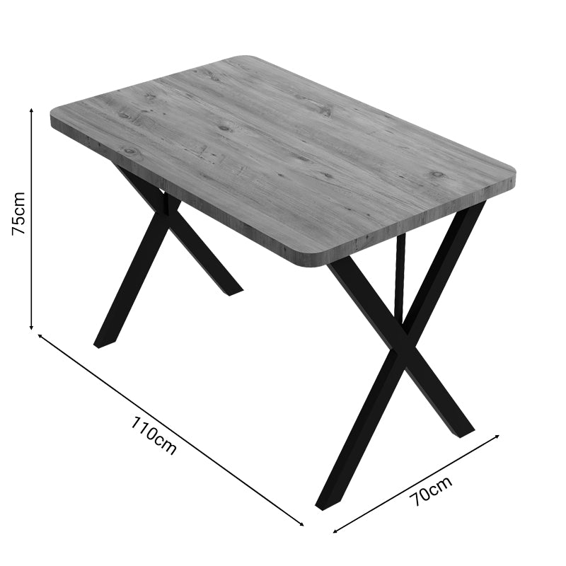 Table Zeryin pakoworld oak melamine-black metal 70x110x75cm