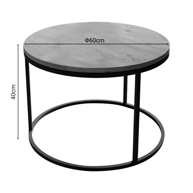 Coffee table Drion pakoworld oak melamine-black metal D60x40cm