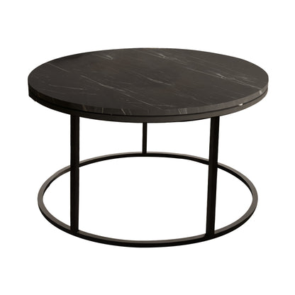 Coffee table Drion pakoworld black marble melamine-black metal D60x40cm