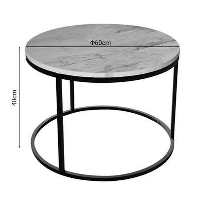 Coffee table Drion pakoworld white marble melamine-black metal D60x40cm