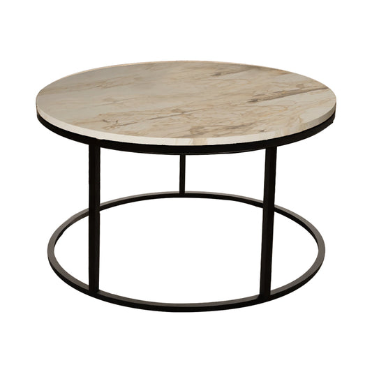 Coffee table Drion pakoworld white marble melamine-black metal D60x40cm