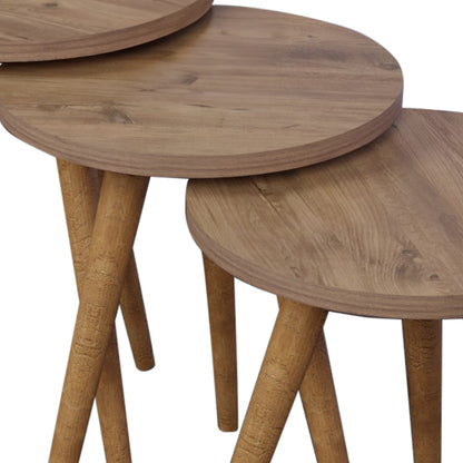 Side tables Perjene pakoworld set of 3 melamine and wood in a natural shade