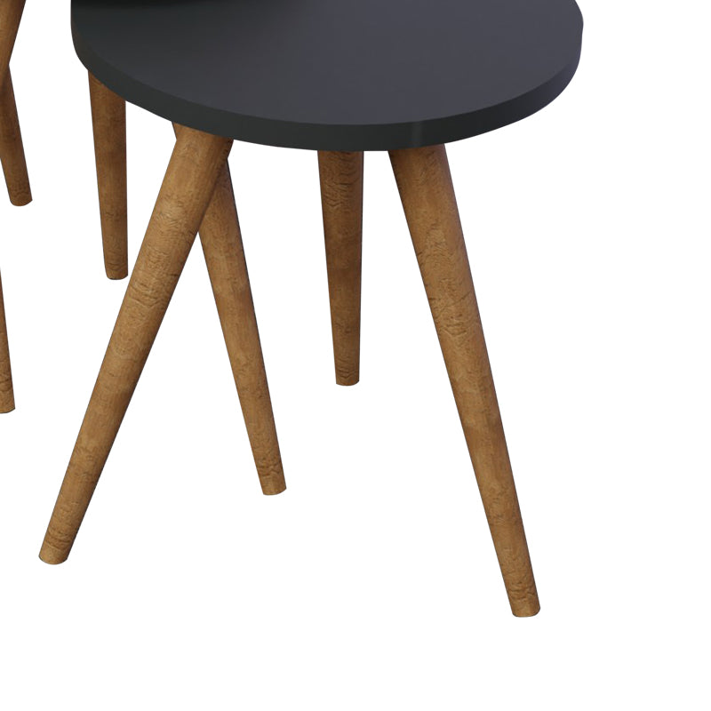 Side tables Perjene pakoworld set of 3 pieces melamine in anthracite shade and wooden legs