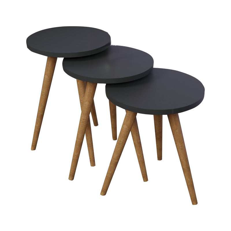 Side tables Perjene pakoworld set of 3 pieces melamine in anthracite shade and wooden legs