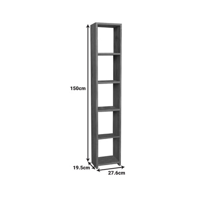 Barzine pakoworld melamine bookcase in natural shade 27.6x19.5x150cm