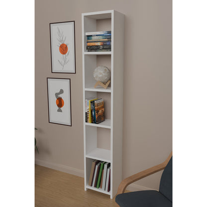 Barzine pakoworld melamine bookcase in white shade 27.6x19.5x150cm