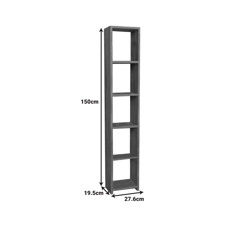 Barzine pakoworld melamine bookcase in white shade 27.6x19.5x150cm