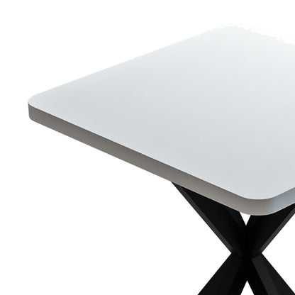 Prestone pakoworld melamine table in white shade and black metal leg 70x70x75cm