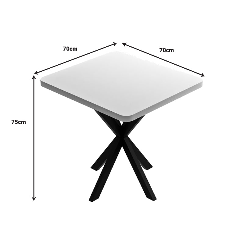 Prestone pakoworld melamine table in white shade and black metal leg 70x70x75cm