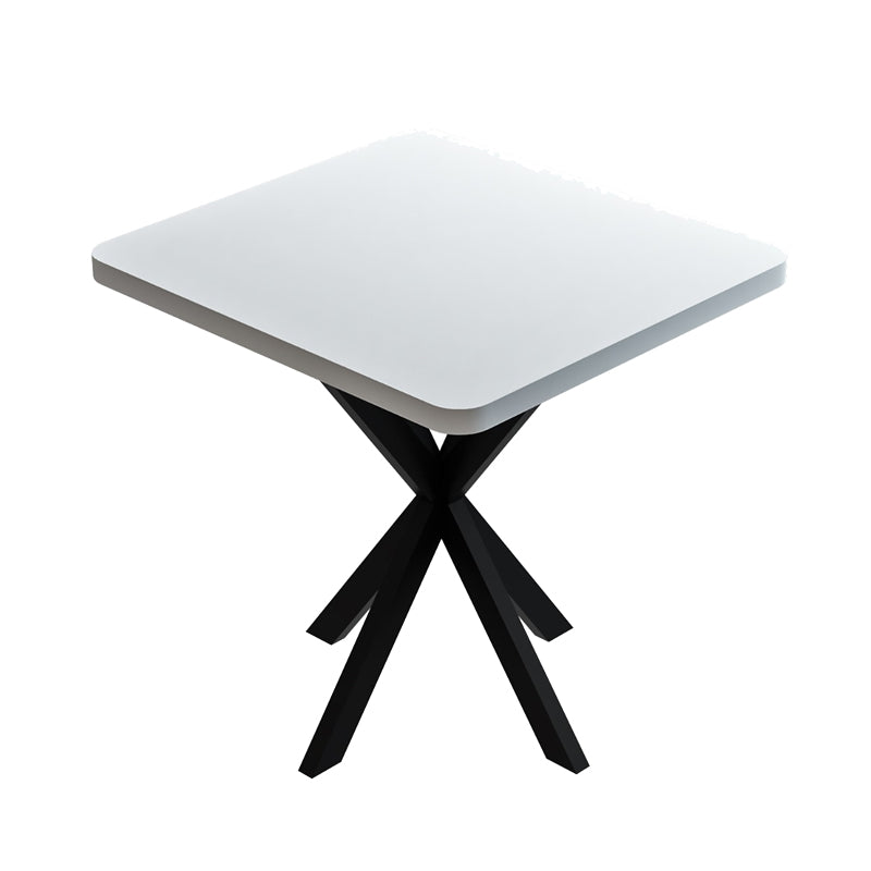 Prestone pakoworld melamine table in white shade and black metal leg 70x70x75cm