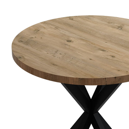 Kalipso pakoworld melamine table in natural shade and black metal leg D70x75cm