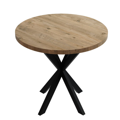 Kalipso pakoworld melamine table in natural shade and black metal leg D70x75cm