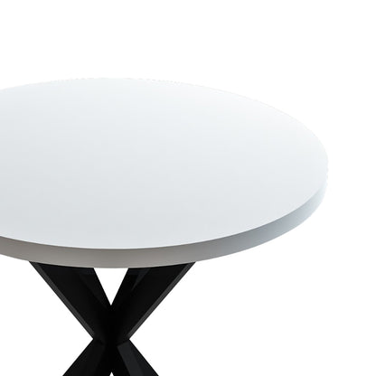 Kalipso pakoworld melamine table in white shade and black metal leg D70x75cm