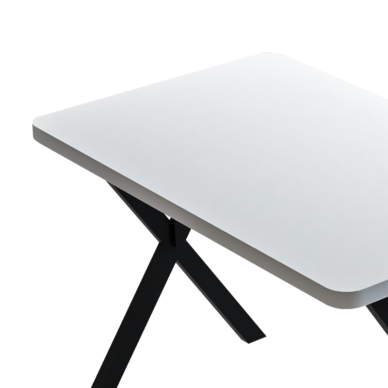 Zeryin pakoworld melamine table in white shade and black metal leg 70x110x75cm