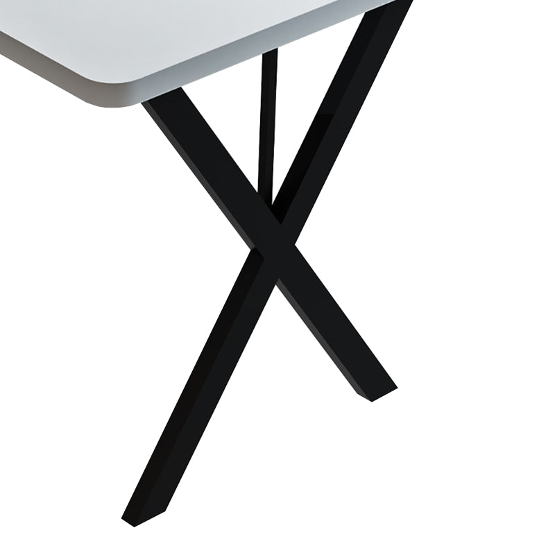 Zeryin pakoworld melamine table in white shade and black metal leg 70x110x75cm