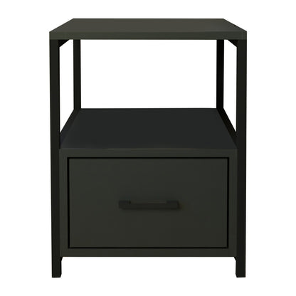 Stani bedside table pakoworld black metal and melamine in anthracite shade 45x45x57cm