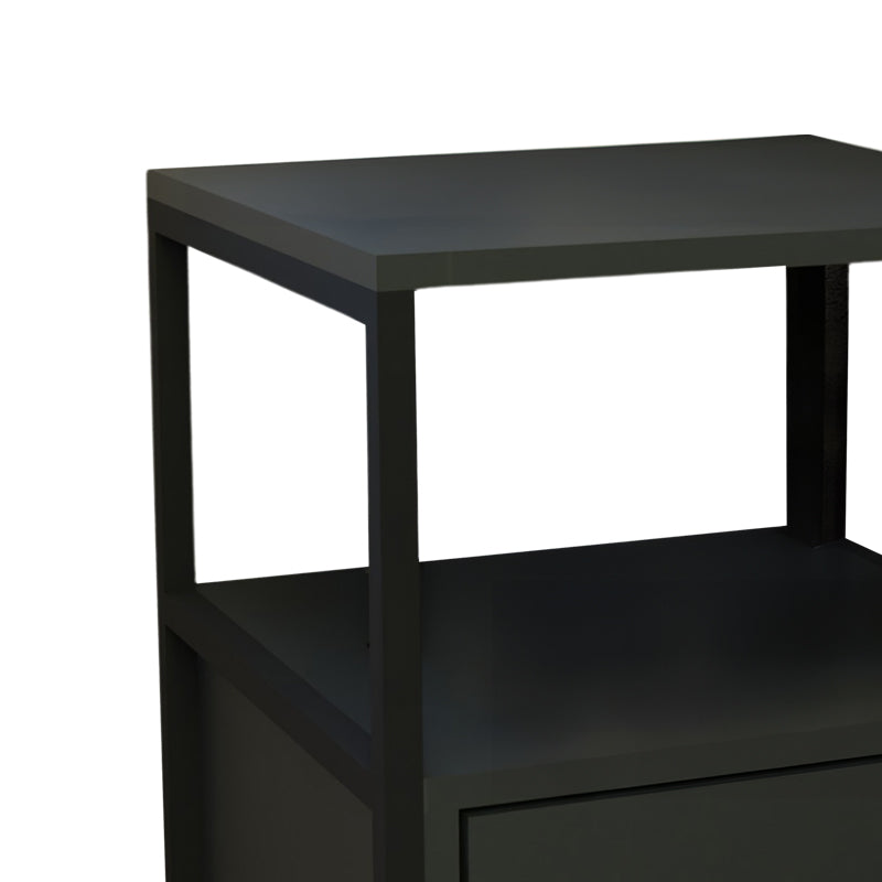 Stani bedside table pakoworld black metal and melamine in anthracite shade 45x45x57cm