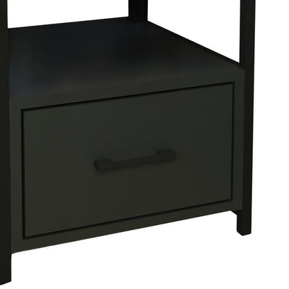 Stani bedside table pakoworld black metal and melamine in anthracite shade 45x45x57cm