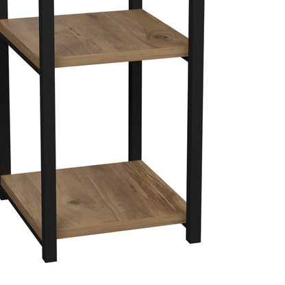 Harvey pakoworld black metal and melamine shelf in a natural shade 33x28x70cm