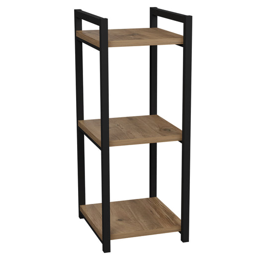 Harvey pakoworld black metal and melamine shelf in a natural shade 33x28x70cm