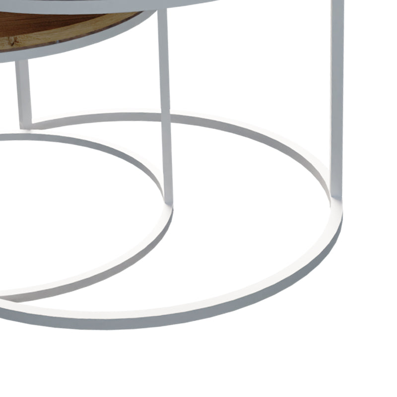 Solme pakoworld coffee table set of 2 white metal and melamine in natural shade 60x75x45cm