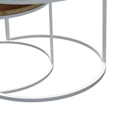 Solme pakoworld coffee table set of 2 white metal and melamine in natural shade 60x75x45cm