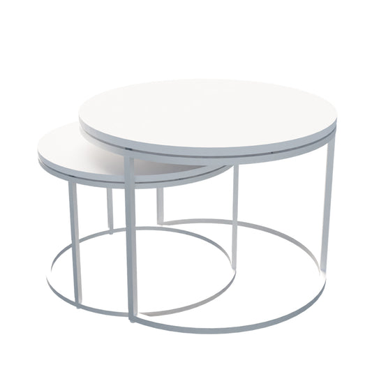 Solme pakoworld coffee table set of 2 metal and melamine in white shade 60x75x45cm