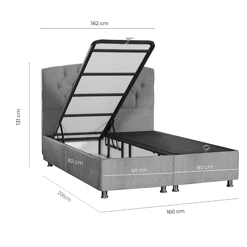 Double bed Lanse pakoworld with storage space brown 160x200cm