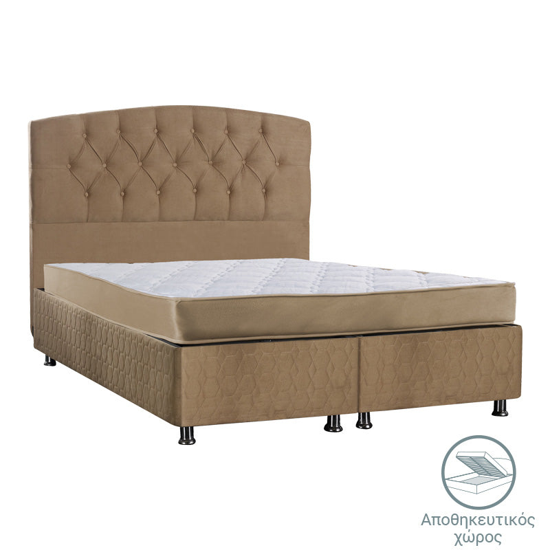 Lanse pakoworld double bed with storage space beige 160x200cm