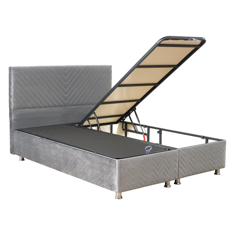 Double bed Rizko pakoworld with storage store grey 160x200cm