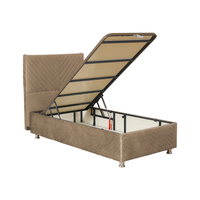 Rizko pakoworld single bed with storage space beige 120x200cm