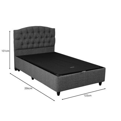 Lanse pakoworld single bed with storage space boucle anthracite 120x200cm