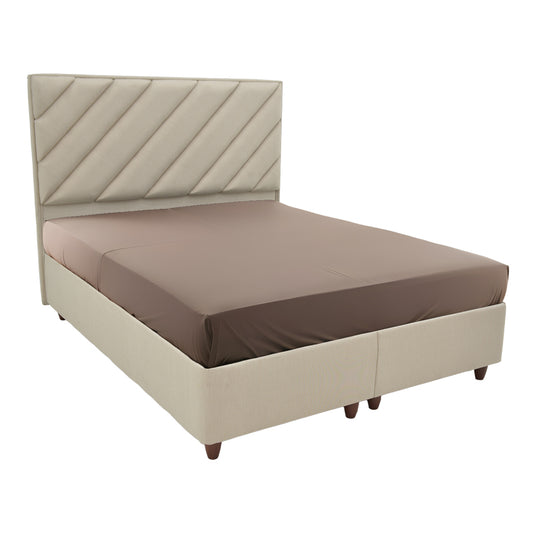 Tito pakoworld double bed with storage space fabric in cream shade 160x200cm